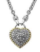 Lord & Taylor Diamond Heart Pendant In Sterling Silver With 14 Kt. Yellow Gold 0.25 Ct. T.w.