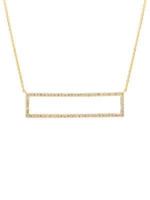Morris & David 14k Yellow Gold & Diamond Cut-out Bar Necklace