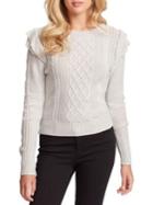 Jessica Simpson Kathy Ruffle Neck Cable Sweater