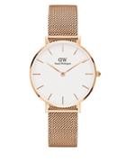 Daniel Wellington Classic Petite Stainless Steel Melrose White Dial Mesh Strap Watch