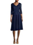 Alex Evenings Embellished Lace A-line Dress