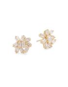 Lord & Taylor Baguette Crystal And Sterling Silver Stud Earrings
