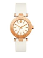 Tory Burch The Classic T Rose Goldtone And Leather-strap Watch