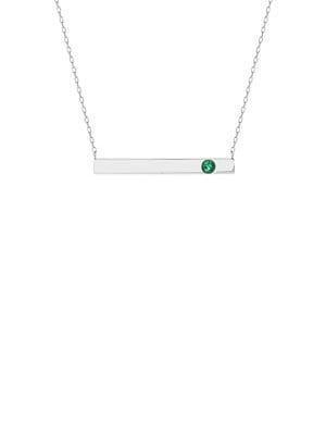 Lord & Taylor Rhodium-plated Sterling Silver & Emerald Swarovski Crystal Bar Pendant Necklace