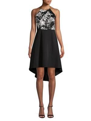 Aidan By Aidan Mattox Sequin Halter Crepe Dress
