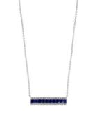 Effy 14k White Gold, White Diamond & Sapphire Trapeze Necklace