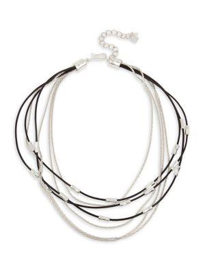 Robert Lee Morris Mixed Chain & Leather Multi-row Layered Necklace