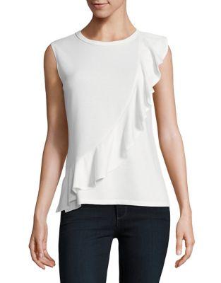 Design Lab Lord & Taylor Ruffle Front Top