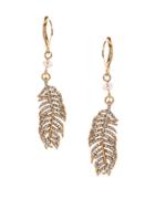 Lonna & Lilly Worn Goldtone Feather Drop Earrings