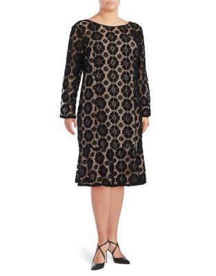 Adrianna Papell Plus Floral Lace Shift Dress