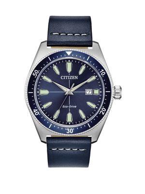 Citizen Brycen Stainless Steel & Leather-strap Watch