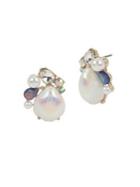 Betsey Johnson Sealife Faux Pearl And Crystal Stud Earrings