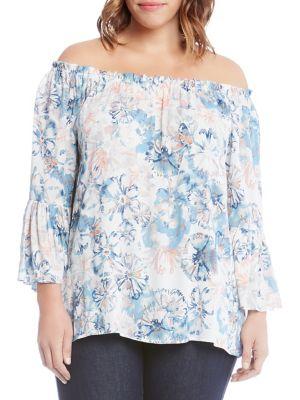 Karen Kane Plus Ruffle Side-slit Top