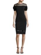 Betsy & Adam Sheer Inset Shift Dress