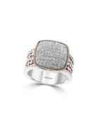 Effy 925 Sterling Silver, 18k Rose Gold And Diamond Ring