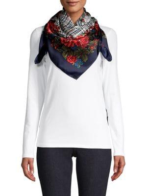 Vince Camuto Mixed-print Silk Scarf
