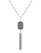 Lucky Brand Under The Influence Freshwater Pearl And Crystal Tassel Pendant Necklace