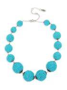Miriam Haskell Woven Turquoise Beaded Ball Collar Necklace