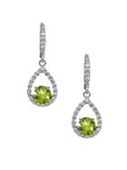 Lord & Taylor Sterling Silver And Peridot Pave Drop Earrings
