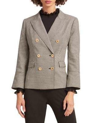 Donna Karan Double-breasted Houndstooth Blazer
