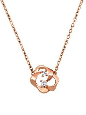 Sonatina 10k Rose Gold & Diamond Pendant Necklace