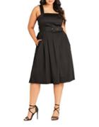 City Chic Plus Solid Belted Dress