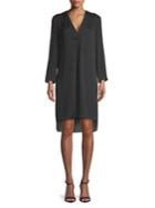 H Halston Long Sleeve High-low Dress