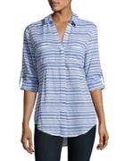 Lord & Taylor Nancy Lateral French Striped Shirt