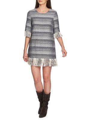 1.state Fringe Cotton Shift Dress