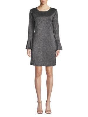 Michael Michael Kors Metallic Bell Sleeve Shift Dress