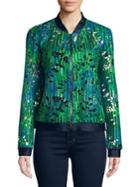 T Tahari Fatima Printed Cut-out Bomber Jacket