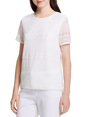 Calvin Klein Plus Short Sleeve Lace Top