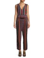 Free People All Shook Printed Self-tie Jumpsuit