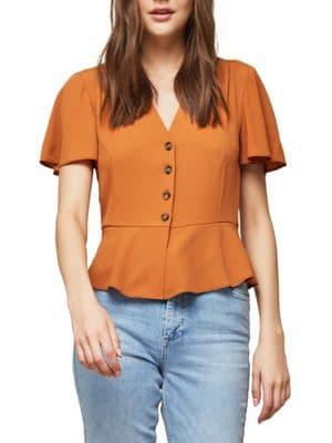 Miss Selfridge Button Peplum Top