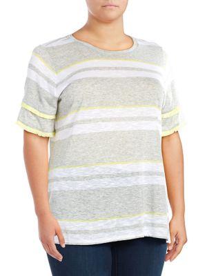 Vince Camuto Plus Striped Short Sleeve Tee