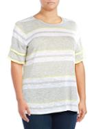 Vince Camuto Plus Striped Short Sleeve Tee
