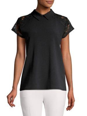 Karl Lagerfeld Paris Lace Sleeve Blouse