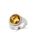Effy 925 Sterling Silver, 18k Yellow Gold And Citrine Ring