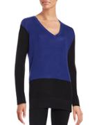 Vince Camuto Petite Colorblocked Waffle-knit Sweater