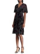 Lauren Ralph Lauren Velvet-trimmed Floral Wrap Dress