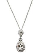 Givenchy Silvertone Necklace With Crystal Drop Pendant