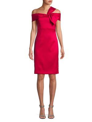 Badgley Mischka Platinum Bow Neckline Sheath Dress