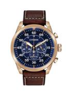 Citizen Avion Rose Goldtone Stainless Steel & Leather-strap Chronograph Watch