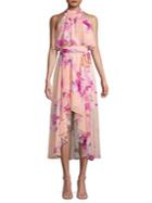 Eliza J Petite Petite Floral Ruffle-trimmed Midi Dress