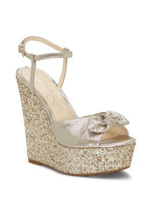Jessica Simpson Amella Glitter Wedge Sandals