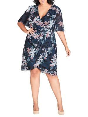 City Chic Plus Luna Floral Twist Dress