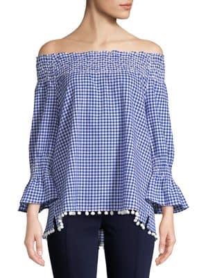 Rafaella Petite Off-the-shoulder Gingham Top