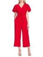 Tahari Arthur S. Levine Tied Flutter-sleeve Crepe Jumpsuit