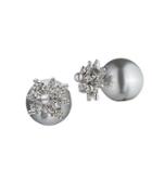 Marchesa 3mm & 16mm Man-made Pearl & Crystal Stud Earrings