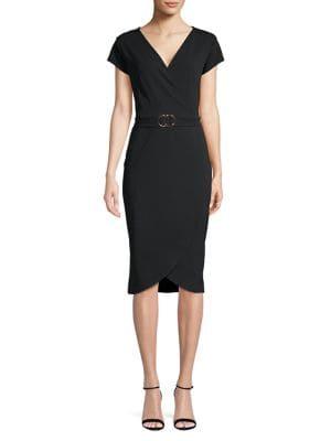 Quiz Curve Plus Ring Wrap Sheath Dress